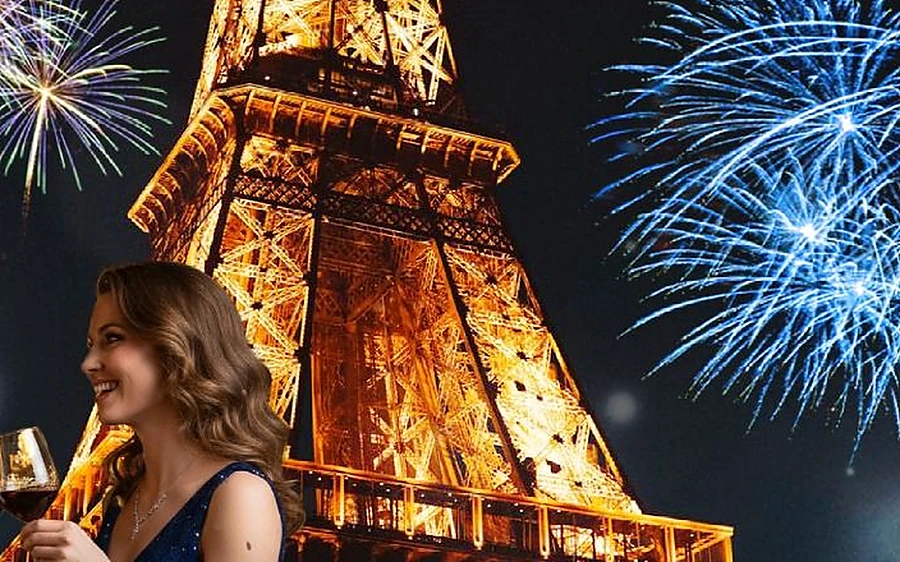 Fuegos artificiales sobre la Torre Eiffel